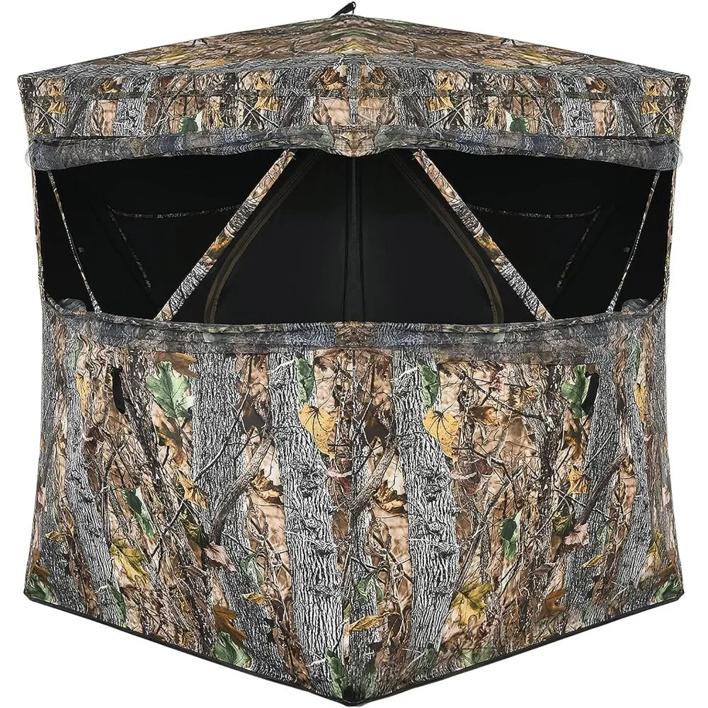 3 Person Pop up Ground Blind, Portable Hunting Blind with Mesh Windows, Carrying Bag & Ground Stakes, with Hub System - Kathy's Sporting Goods