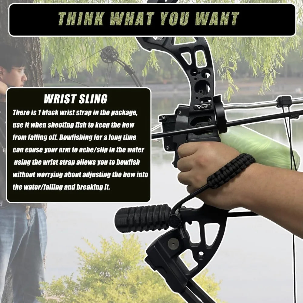 Archery Bowfishing Bow Kits - Professional Powerful 30-60 Lbs Compound Bow for Bow Fishing with Full Bowfishing Gears - Kathy's Sporting Goods