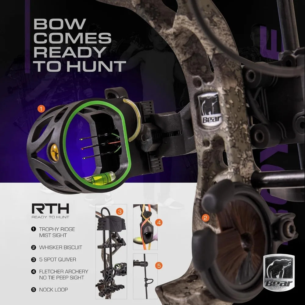 Royale Ready to Hunt Compound Bow Package for Adults and Youth, 12”- 27” Draw Length, 5-50 Lbs Draw Weight, Up to 290 FPS - Kathy's Sporting Goods