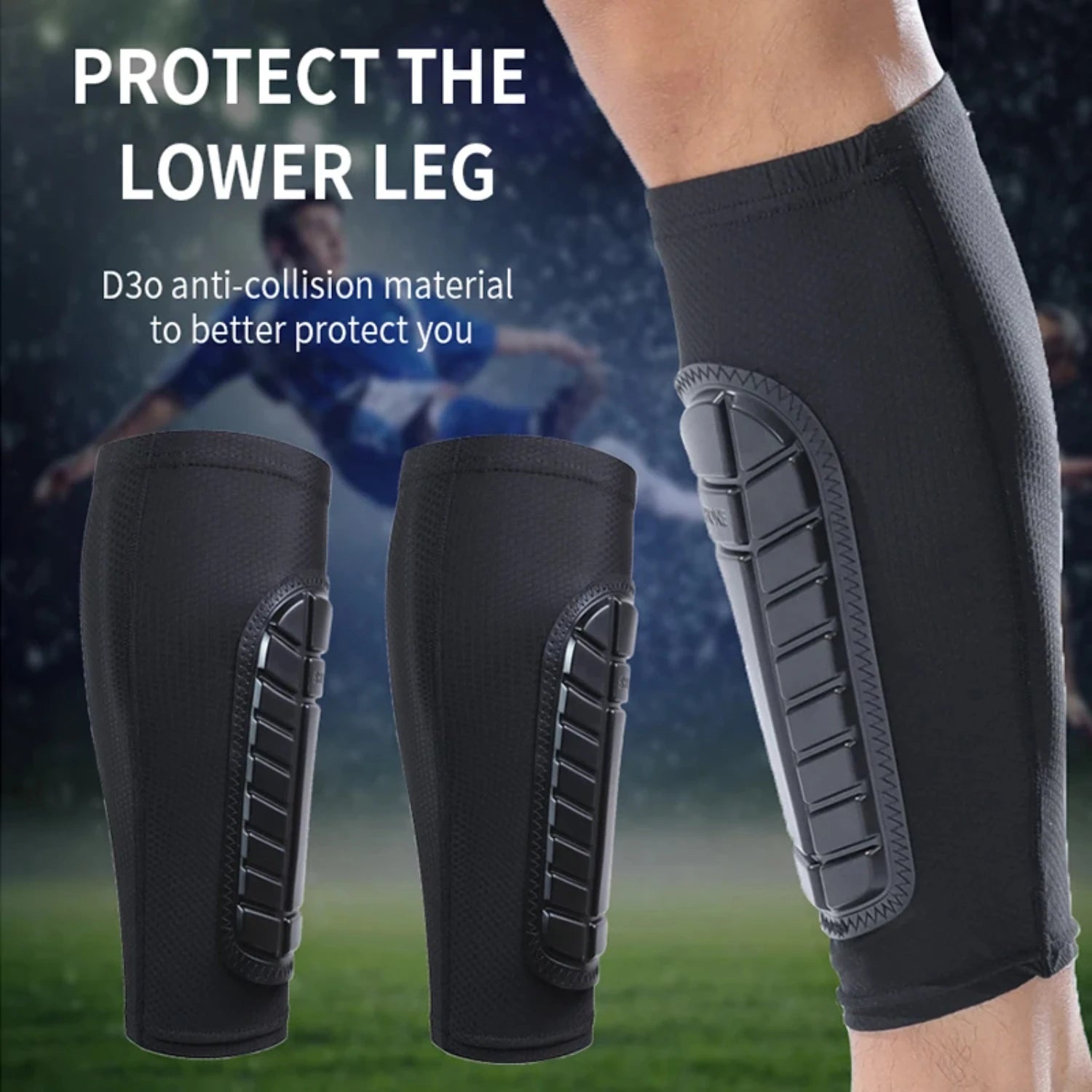 Sports Football Shin Guards Compression soccer Sleeves Honeycomb Sponge Safety - Kathy's Sporting Goods