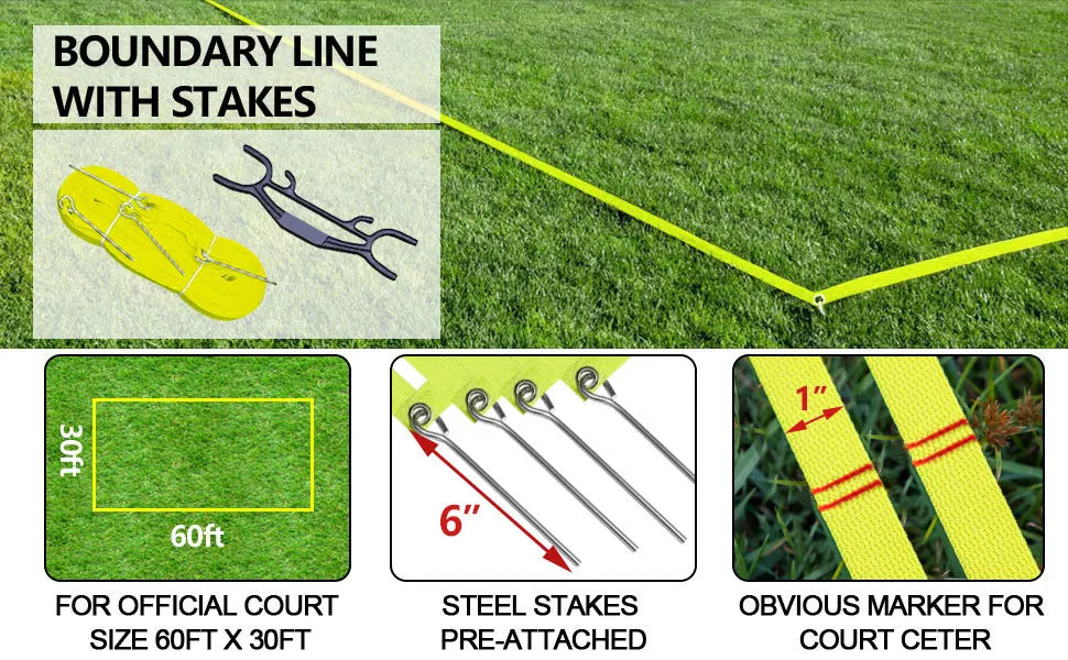 Set - Professional Volleyball Net for Lawn, Backyard, Easy Set up Volleyball Set with Carry Bag, Boundary Line for Family Fun - Kathy's Sporting Goods