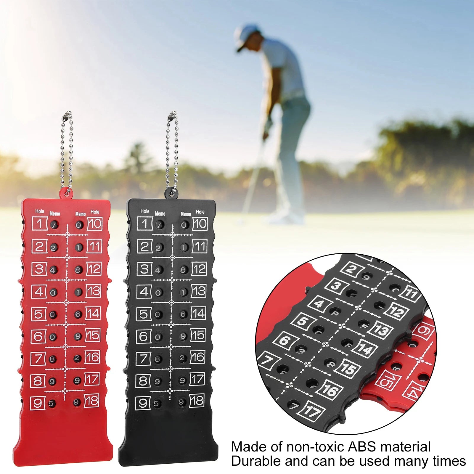 2pcs 18 Hole Golf Score Counter Scoreboard Training Practice Competition Accessory Black Red - Kathy's Sporting Goods