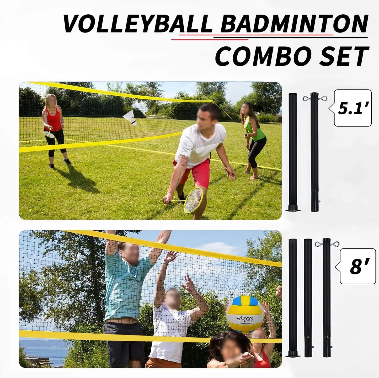 Set - Professional Volleyball Net for Lawn, Backyard, Easy Set up Volleyball Set with Carry Bag, Boundary Line for Family Fun - Kathy's Sporting Goods