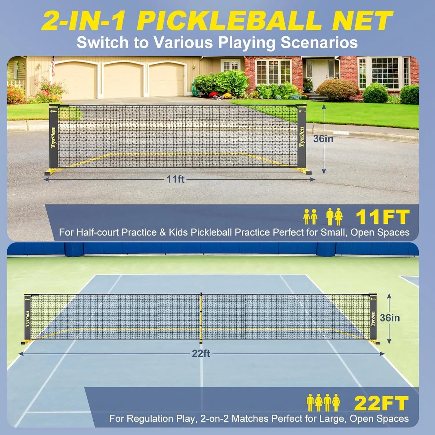 Regulation Full Size for Driveway Backyard, 4 Pickleball Paddles & 6 Pickle Balls - Kathy's Sporting Goods