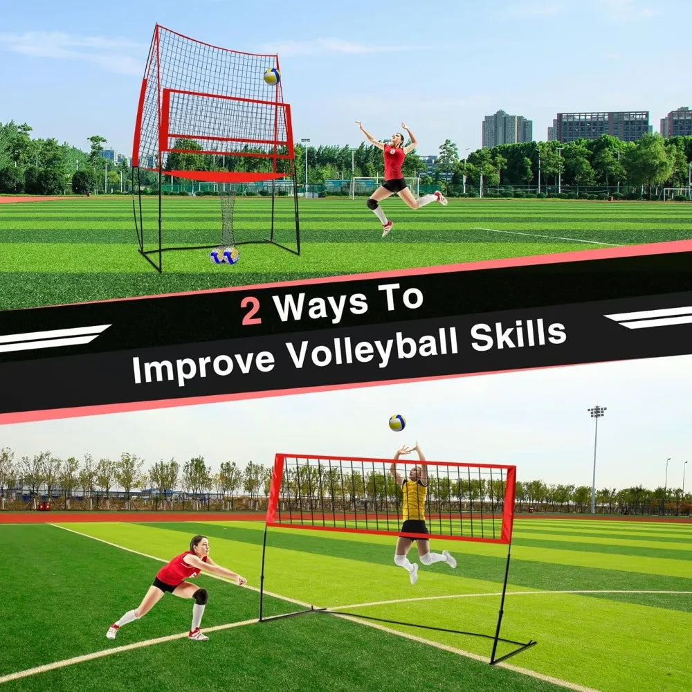 Volleyball Training Equipment Net for Backyard Hitting Serving Passing, Portable Volleyball Practice Net Station