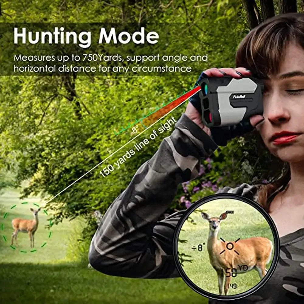 Laser Range Finder 750 Yards Slope Compensation Measure Speed 6X Magnification Hunting Archery Golf Accessory Kit Free Battery - Kathy's Sporting Goods