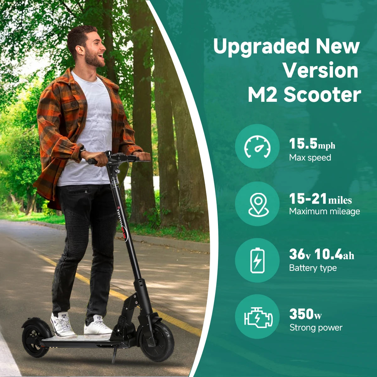 SUNNIGOO Folding Electric Scooter for Adults, Anti-Skid Scooter 350W, 36V, 10AH, 25 km/h - Kathy's Sporting Goods