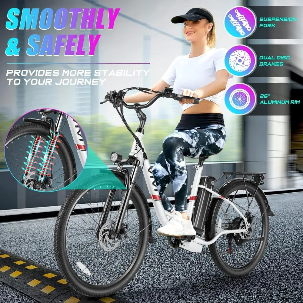 Electric Bike, 26'' Electric Bike for Adults, 750W Peak Ebike with 48V Removable Battery, 20MPH - Kathy's Sporting Goods