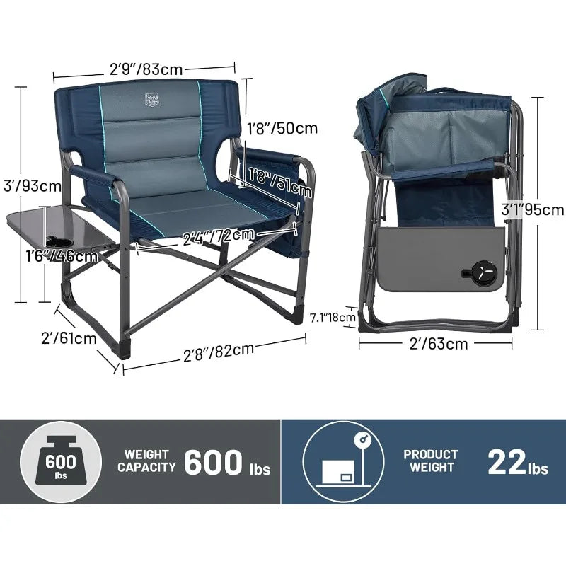 TIMBER RIDGE XXL Upgraded Oversized Directors Chairs with Foldable Side Table, Heavy Duty Camping Chair - Kathy's Sporting Goods