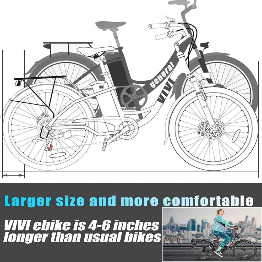 Electric Bike, 26'' Electric Bike for Adults, 750W Peak Ebike with 48V Removable Battery, 20MPH - Kathy's Sporting Goods