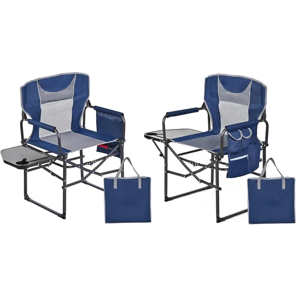 Oversized Camping Directors Chair 2 Pack,Portable Folding Lawn Chairs for Adults Heavy Duty with Side Table,Foldable Camp Chairs - Kathy's Sporting Goods