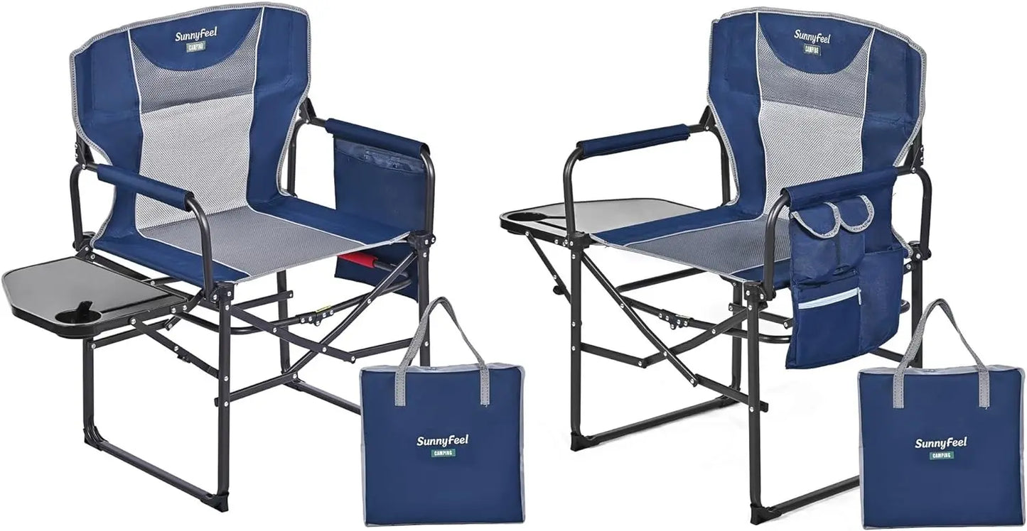 Oversized Camping Directors Chair 2 Pack,Portable Folding Lawn Chairs for Adults Heavy Duty with Side Table,Foldable Camp Chairs - Kathy's Sporting Goods