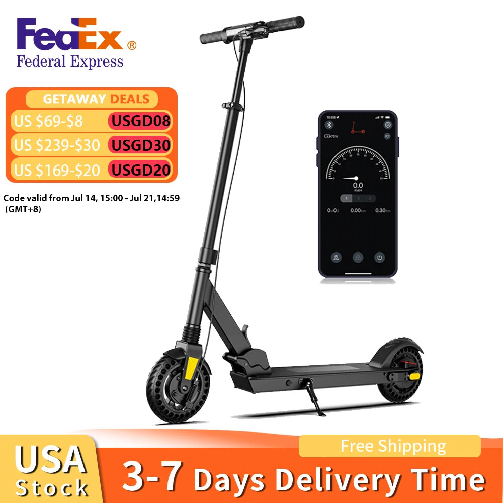 OBX Electric Scooter Adult 15.5MPH e scooter 8 inch 350W With App GPS Positioning Folding Electric Kick Scooter - Kathy's Sporting Goods