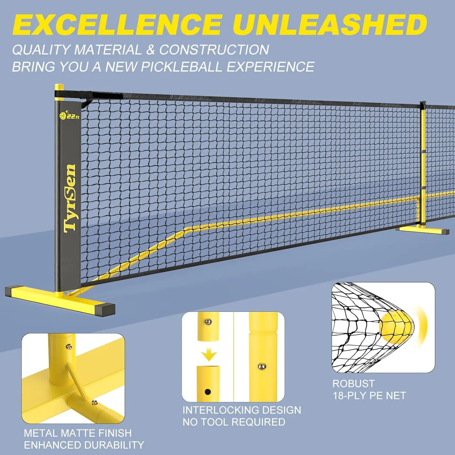 Regulation Full Size for Driveway Backyard, 4 Pickleball Paddles & 6 Pickle Balls - Kathy's Sporting Goods