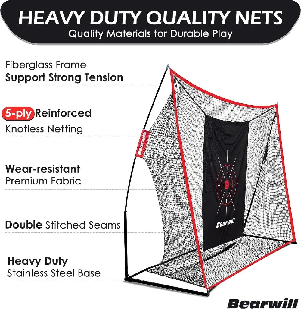 10x7ft Heavy Duty Golf Practice Net with Golf Mat, Target Cloth, 8 Tees, 6  Balls, Carry Bag - Kathy's Sporting Goods