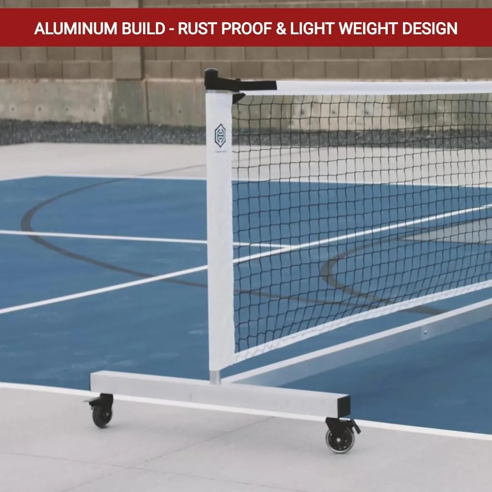 Indoor/Outdoor Portable Pickleball Net, Constructed of Rust Proof Aluminum Frame - Includes Rolling Carry Bag, Locking Rollers - Kathy's Sporting Goods