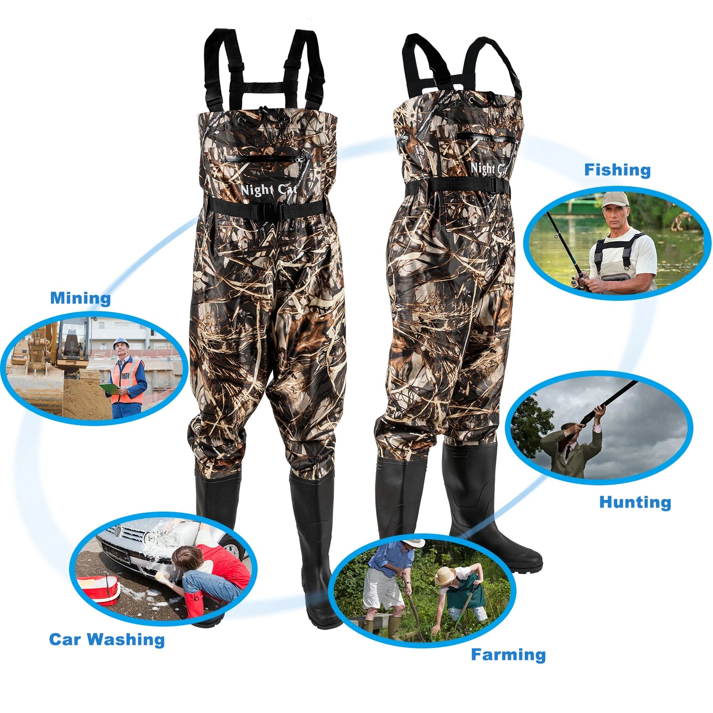 Waders Men with Boots for Fishing Waterproof Chest Wader Nylon&PVC Hunting Well - Kathy's Sporting Goods