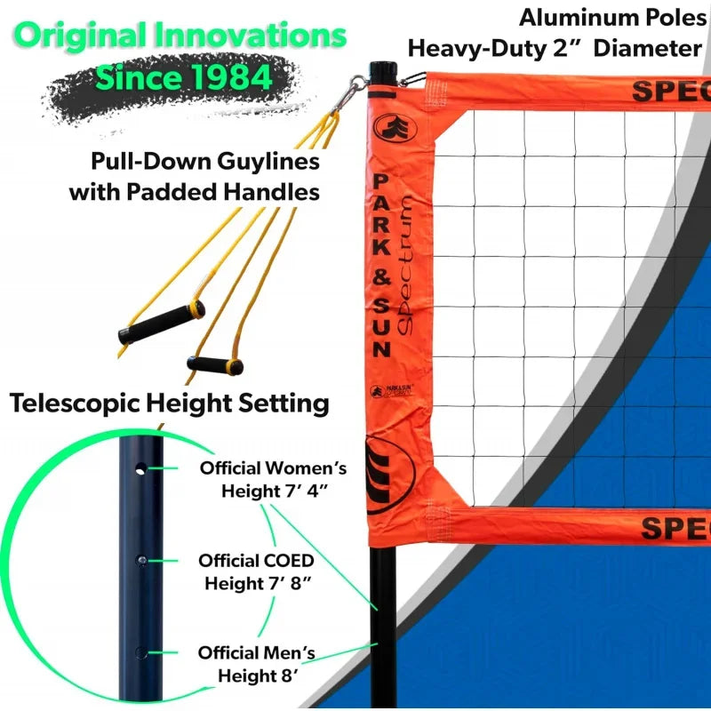 Park & Sun Sports Spectrum Classic: Portable Professional Outdoor Volleyball Net System - Kathy's Sporting Goods