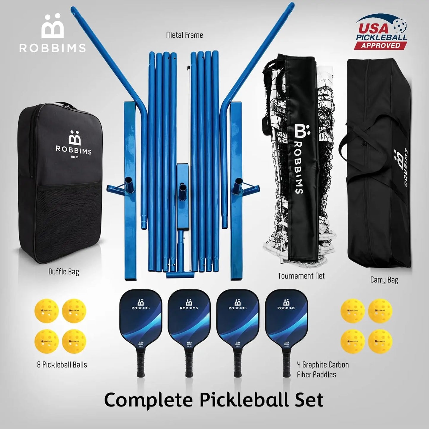 Approved Graphite Paddles, Duffle Bag, Regulation Size Pickleball Net System - Kathy's Sporting Goods