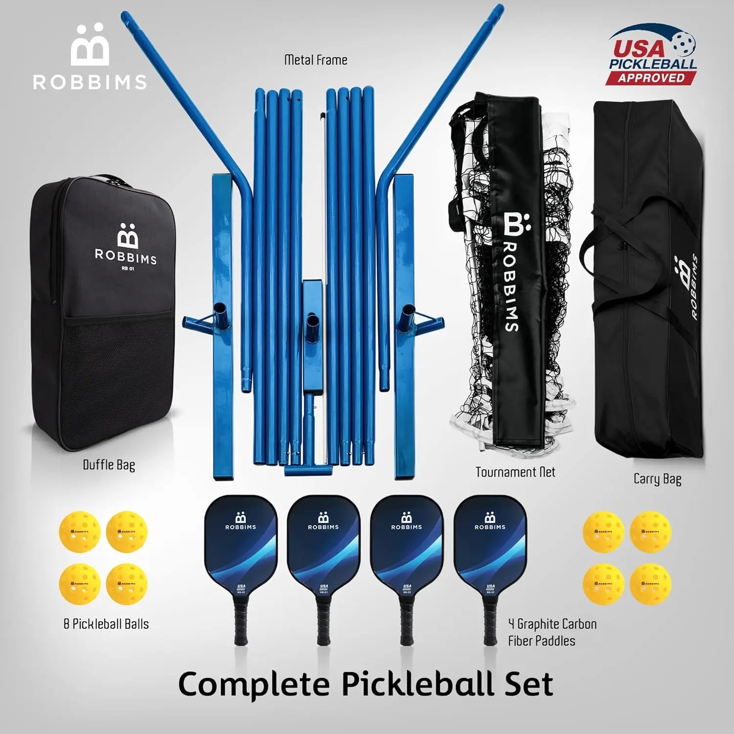 Approved Graphite Paddles, Duffle Bag, Regulation Size Pickleball Net System - Kathy's Sporting Goods