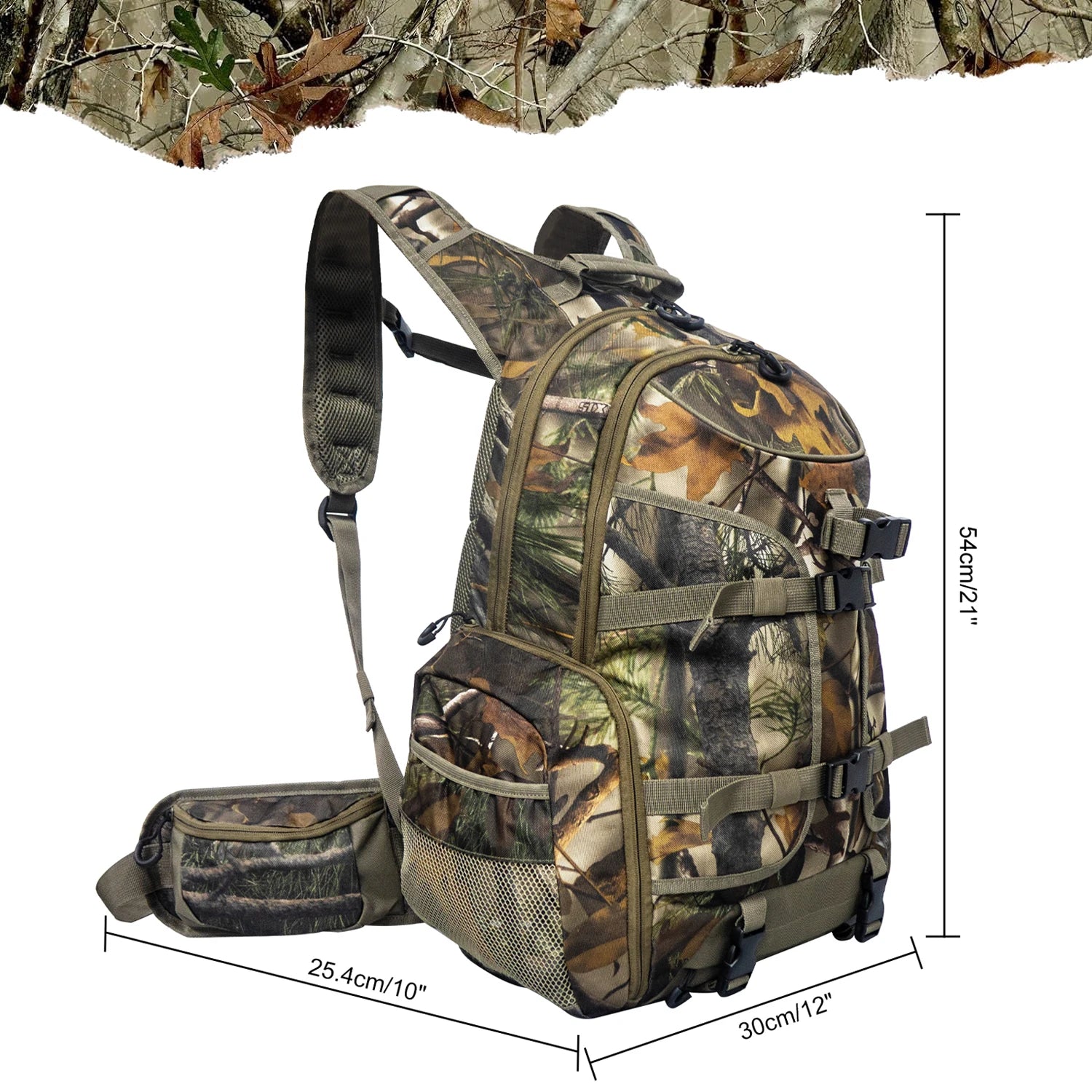 35L Hunting Backpack Camo Hunting Pack with Gun Bow Pocket Long-Lasting Large Capacity Hunting Day Pack - Kathy's Sporting Goods