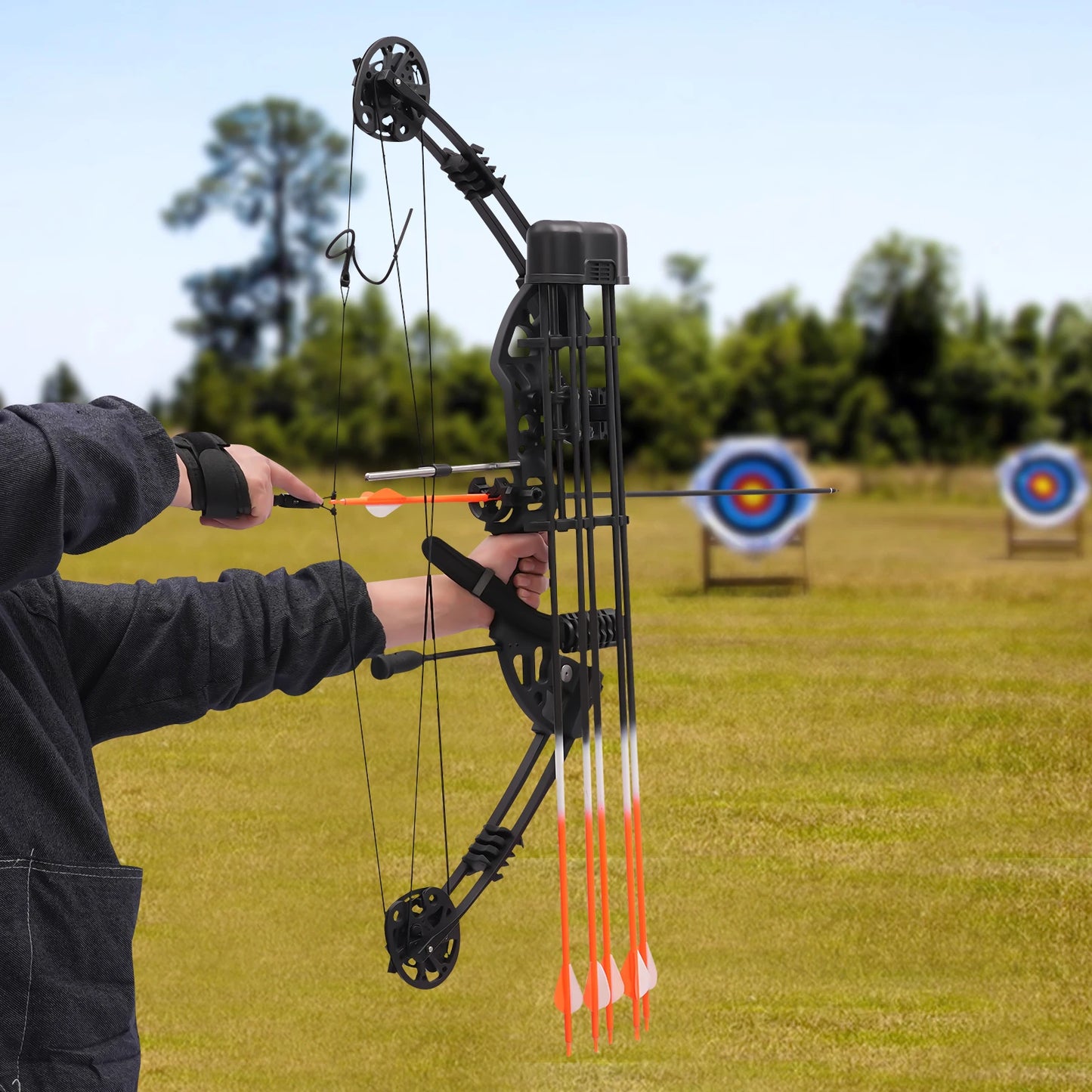 35-70lbs 329fps Adult Compound Bow Kit w/ 12 Arrows - Kathy's Sporting Goods