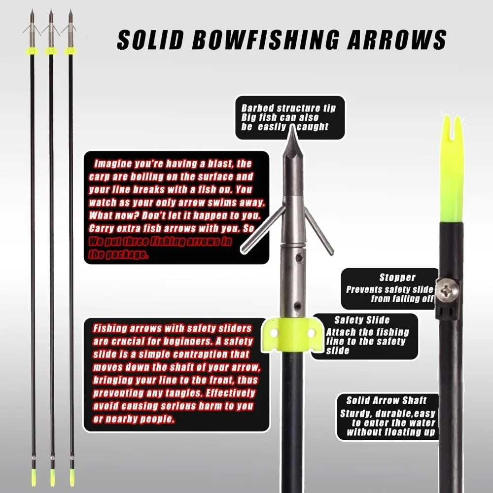 Archery Bowfishing Bow Kits - Professional Powerful 30-60 Lbs Compound Bow for Bow Fishing with Full Bowfishing Gears - Kathy's Sporting Goods