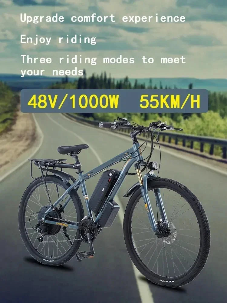 AKEZ Mountain E-bicycle 1000W Motor 48V13AH Lithium battery 21 Speed Urban Commuter Electric bicycle 55KM/H Aldult Electric Bike - Kathy's Sporting Goods