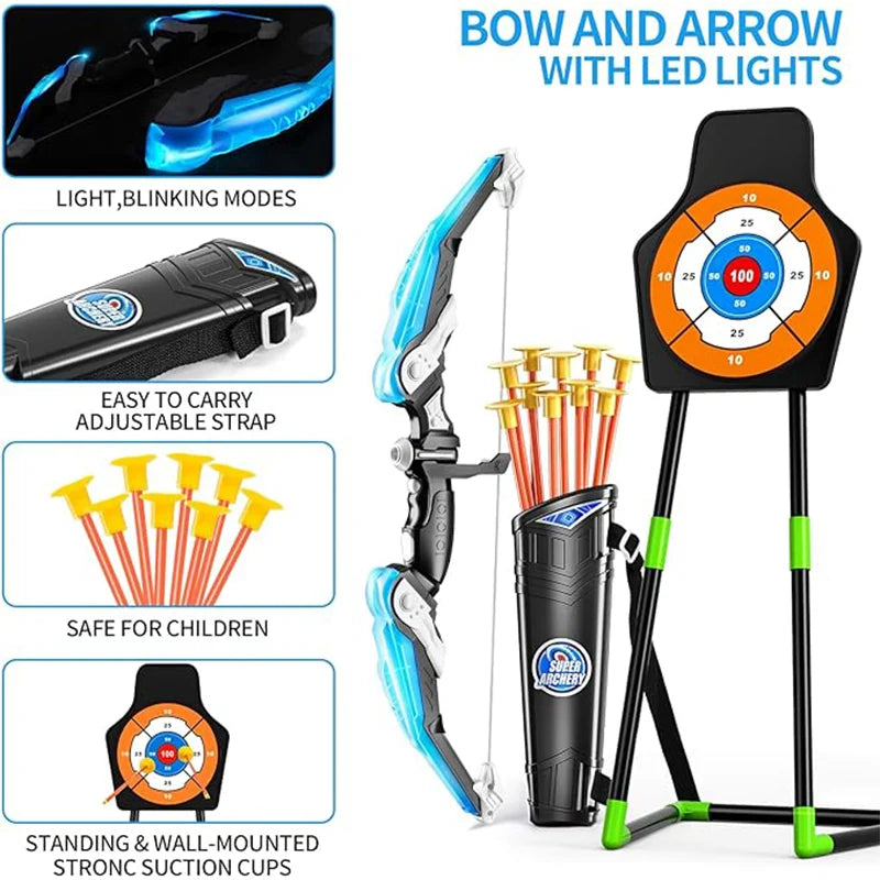 2 Pack Archery toy Set  - Includes 2 Bows, 20 Suction Cup Arrows & 2 Quivers & Standing Target, Outdoor Toys for Kids - Kathy's Sporting Goods