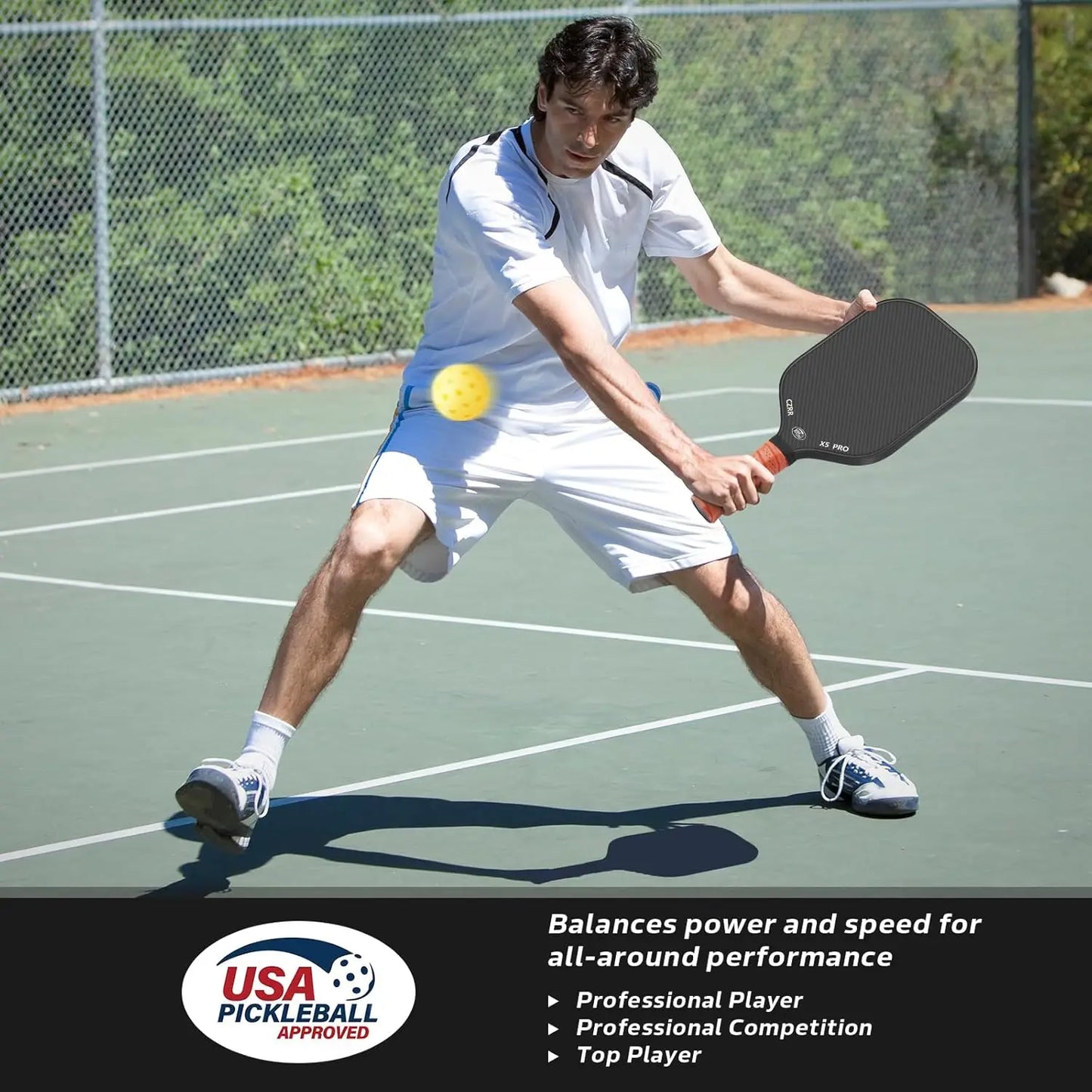 USA Pickleball Approved, 3K Raw Carbon Fiber Surface (CFS) High Grit & Spin, with 16MM Polypropylene Honeycom - Kathy's Sporting Goods