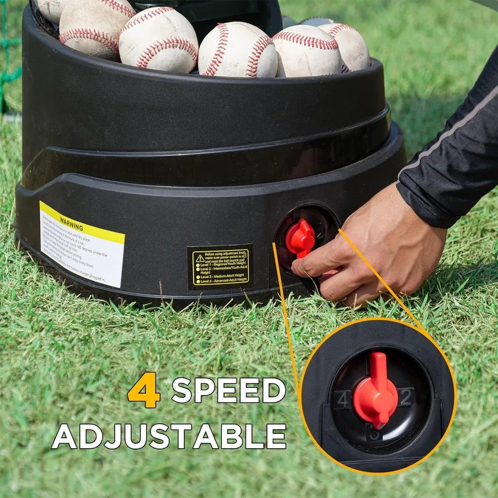 Rechargeable Baseball/Softball Toss Machine with Extendable Ball Stacker, Height Adjustable, Use Regulation Baseballs, - Kathy's Sporting Goods