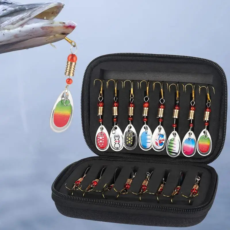 Bass Fishing Lure 16pcs Trout Spinner Lures For Fishing Kit Three Hook Topwater Fishing Lures Spoon-Style. - Kathy's Sporting Goods