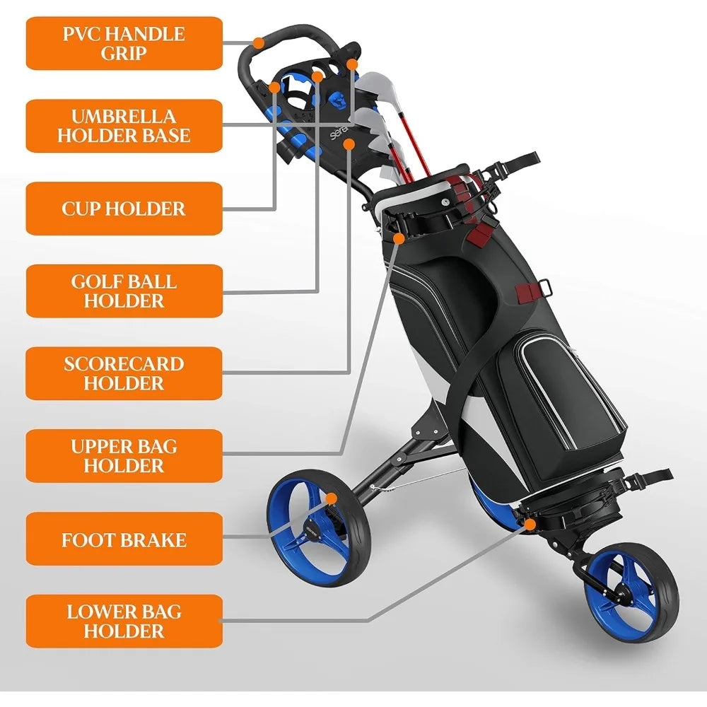 4 Wheel Golf Push Cart - Kathy's Sporting Goods