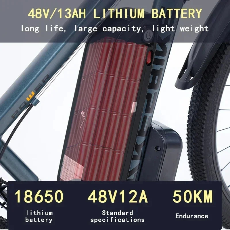 AKEZ Mountain E-bicycle 1000W Motor 48V13AH Lithium battery 21 Speed Urban Commuter Electric bicycle 55KM/H - Kathy's Sporting Goods