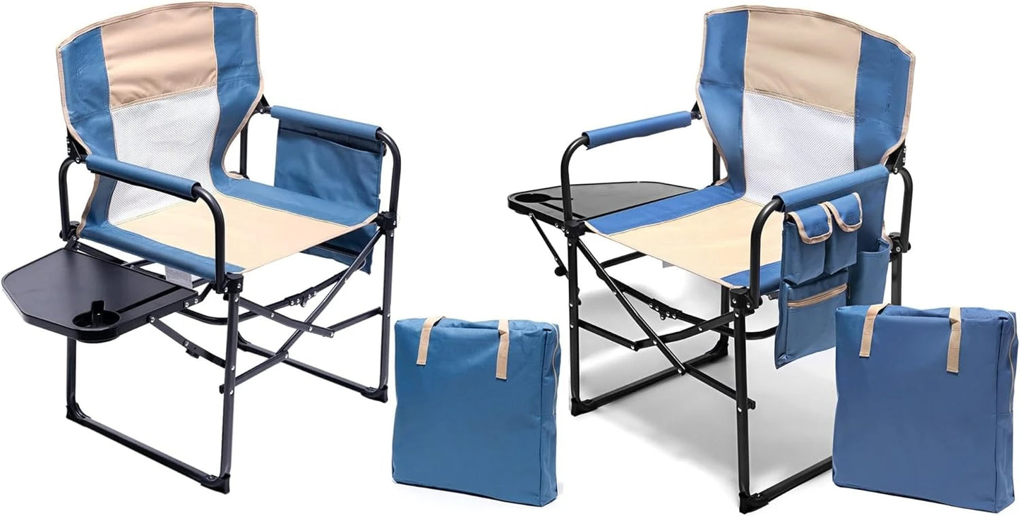 Oversized Camping Directors Chair 2 Pack,Portable Folding Lawn Chairs for Adults Heavy Duty with Side Table,Foldable Camp Chairs - Kathy's Sporting Goods