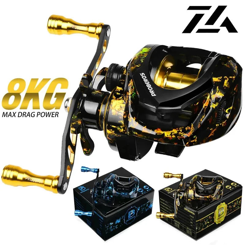 Baitcasting Fishing Reel 7.2:1 Gear Ratio 8Kg/17.6Lb Max Drag Casting Reel with Metal Spool - Kathy's Sporting Goods