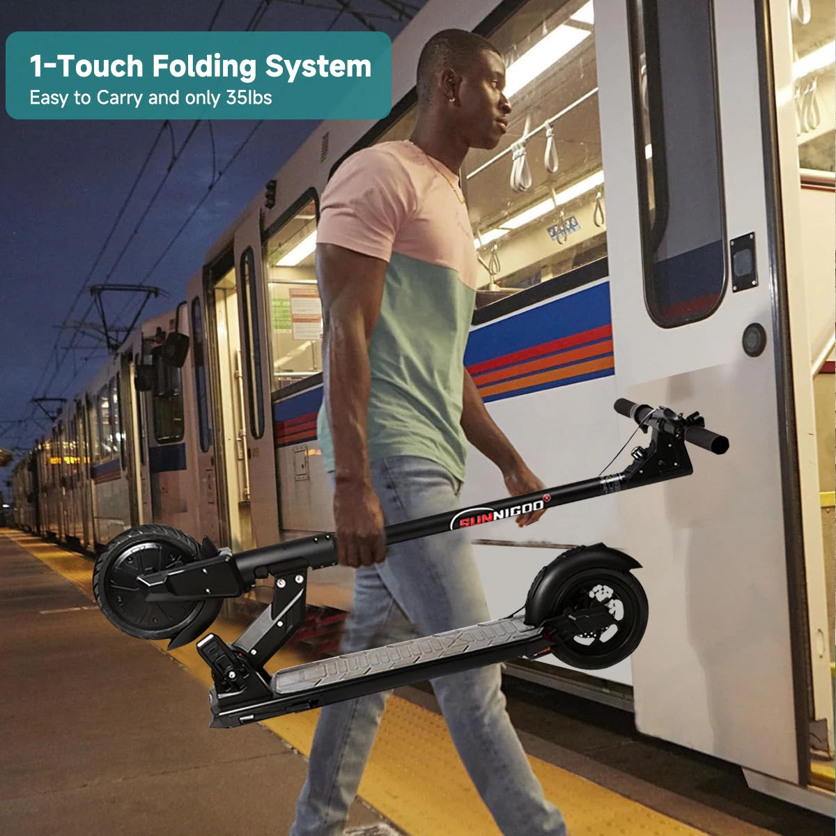 SUNNIGOO Folding Electric Scooter for Adults, Anti-Skid Scooter 350W, 36V, 10AH, 25 km/h - Kathy's Sporting Goods